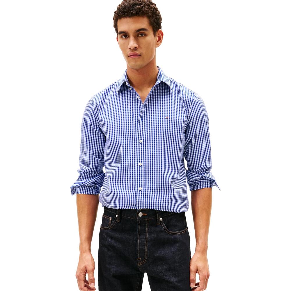 CAMISA PARA HOMBRE TOMMY HILFIGER REGULAR FIT MANGA LARGA AZUL WEDGE BLANCO - 1