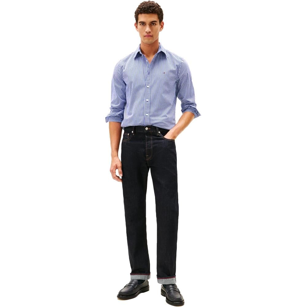 CAMISA PARA HOMBRE TOMMY HILFIGER REGULAR FIT MANGA LARGA AZUL WEDGE BLANCO - 3