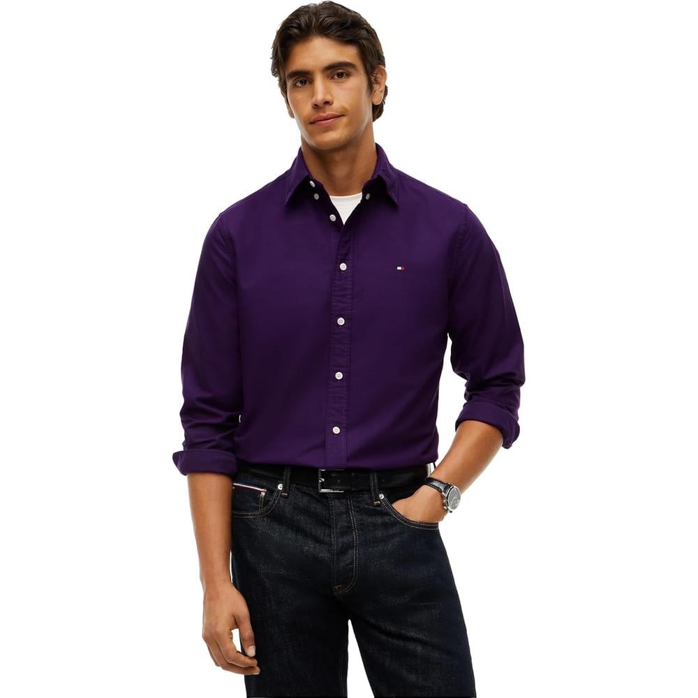 CAMISA PARA HOMBRE TOMMY HILFIGER OXFORD REGULAR FIT MANGA LARGA PURPURA ZAFIRO - 1