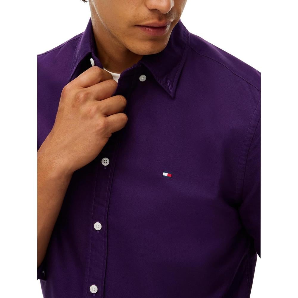 CAMISA PARA HOMBRE TOMMY HILFIGER OXFORD REGULAR FIT MANGA LARGA PURPURA ZAFIRO - 2