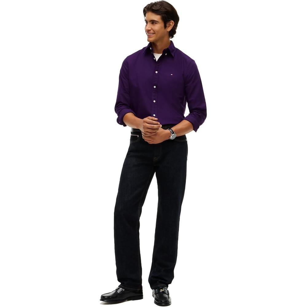 CAMISA PARA HOMBRE TOMMY HILFIGER OXFORD REGULAR FIT MANGA LARGA PURPURA ZAFIRO - 3
