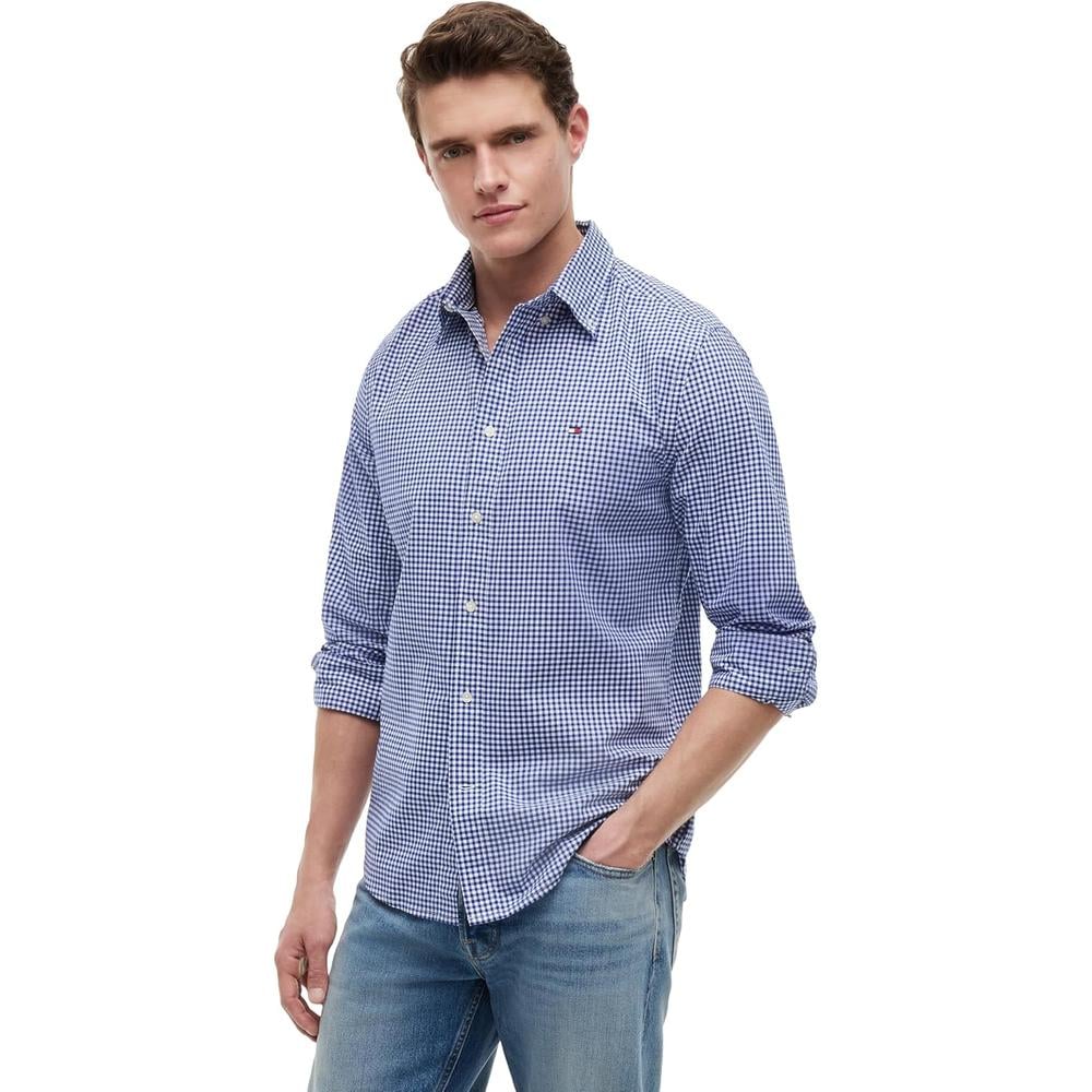 CAMISA PARA HOMBRE TOMMY HILFIGER REGULAR FIT MANGA LARGA AZUL WEDGE BLANCO - 1