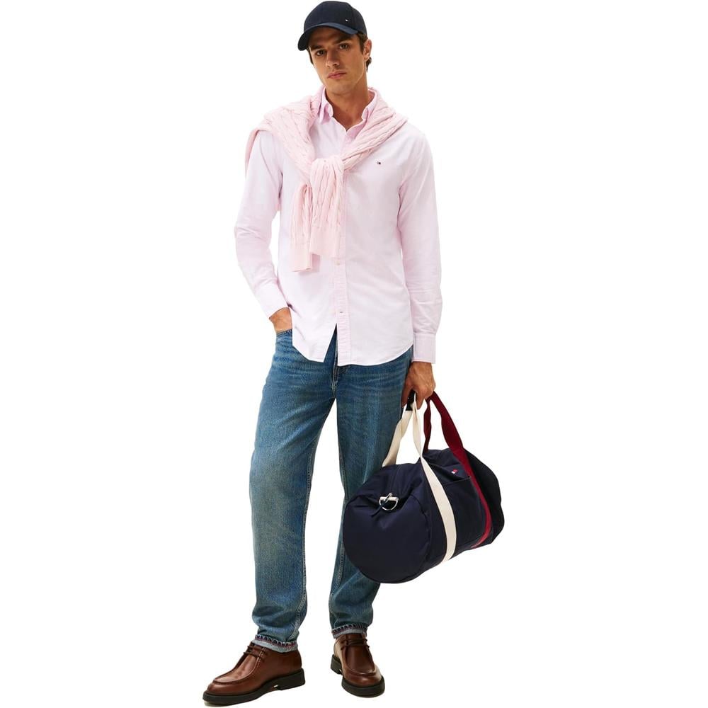 CAMISA PARA HOMBRE TOMMY HILFIGER OXFORD REGULAR FIT MANGA LARGA ROSA PETALO BLANCO - 3