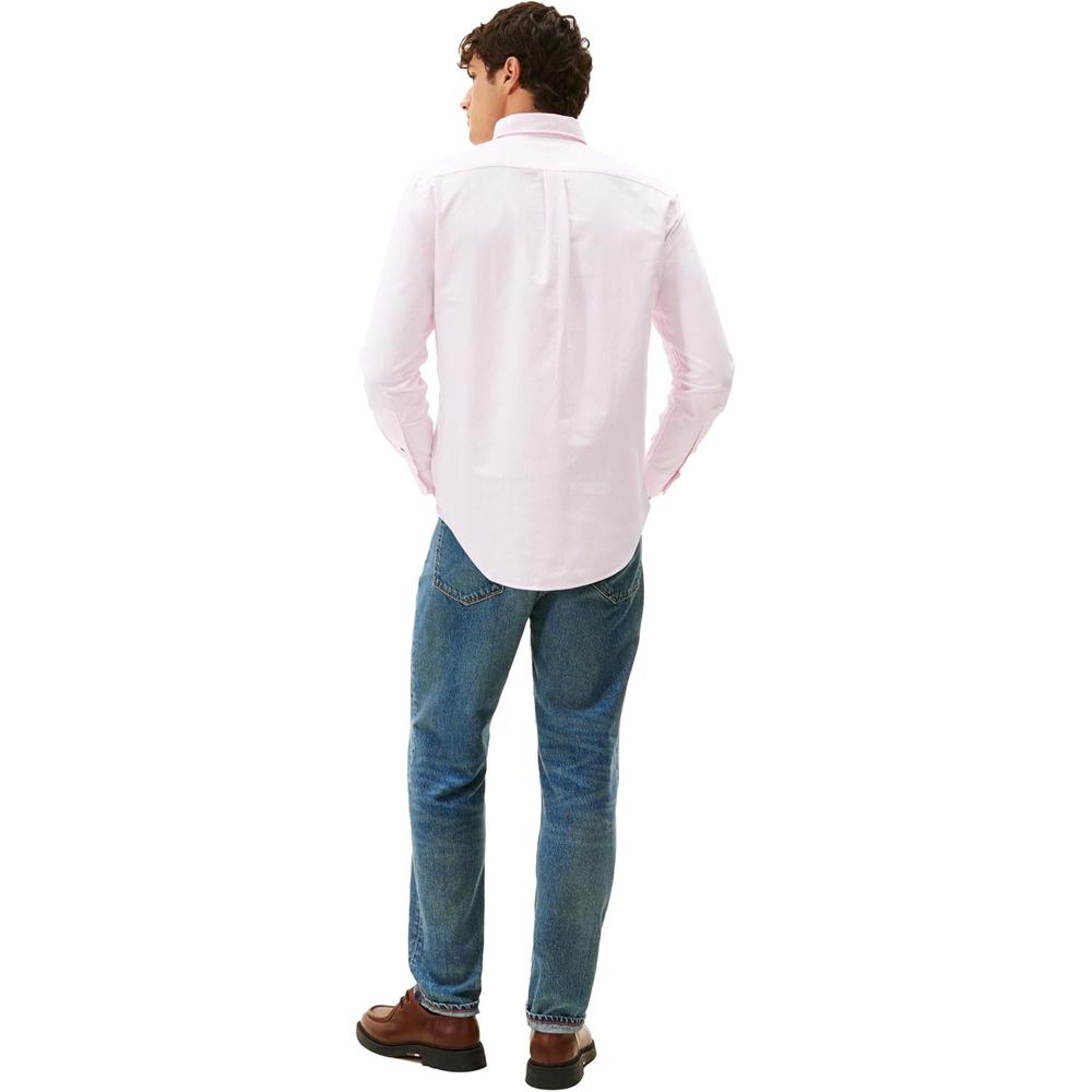 CAMISA PARA HOMBRE TOMMY HILFIGER OXFORD REGULAR FIT MANGA LARGA ROSA PETALO BLANCO - 4