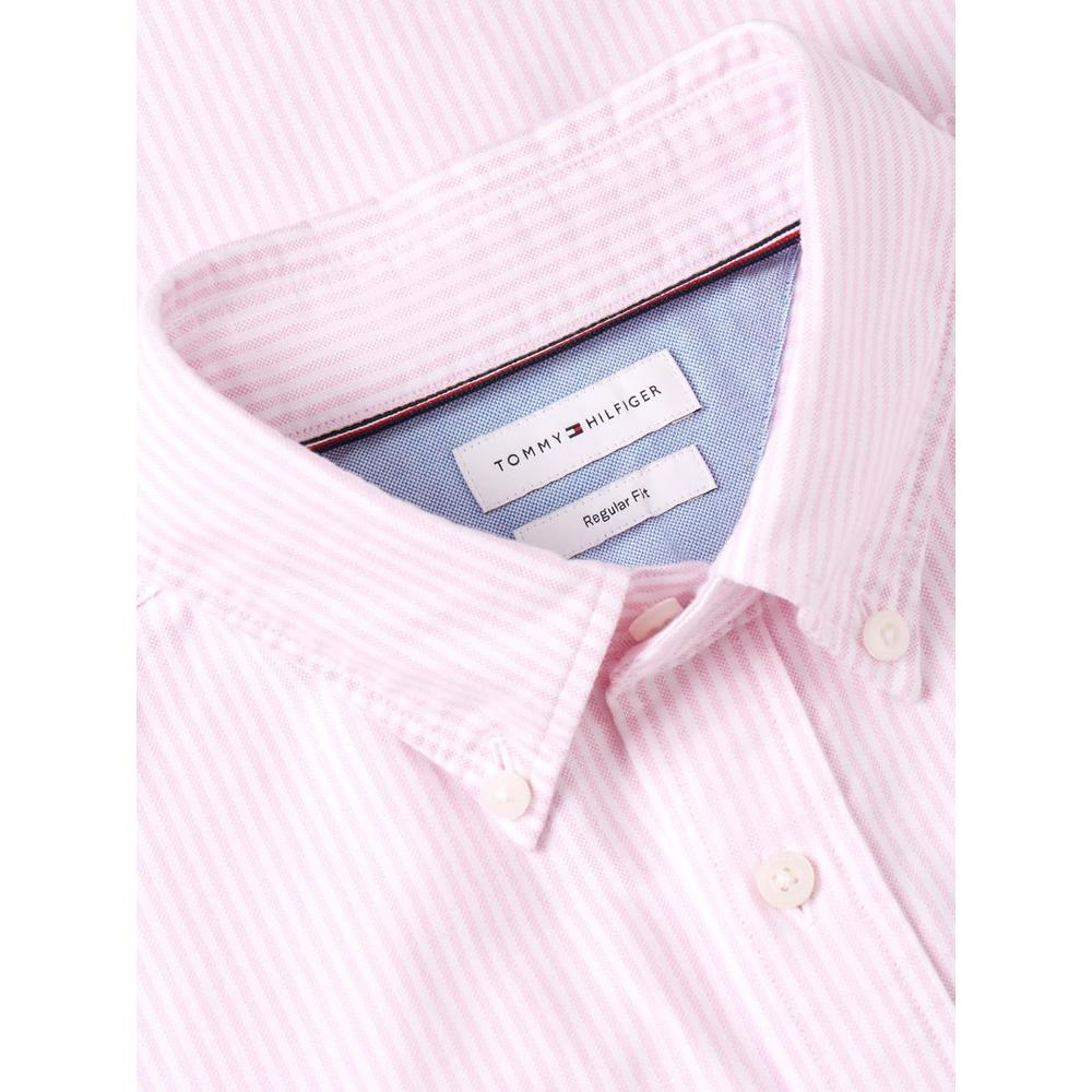 CAMISA PARA HOMBRE TOMMY HILFIGER OXFORD REGULAR FIT MANGA LARGA ROSA PETALO BLANCO - 5