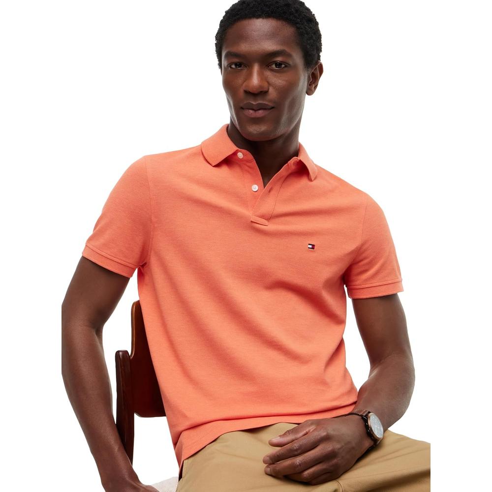 POLO PARA HOMBRE TOMMY HILFIGER 1985 REGULAR FIT MANGA CORTA NARANJA BRILLANTE JASPEADO - 2