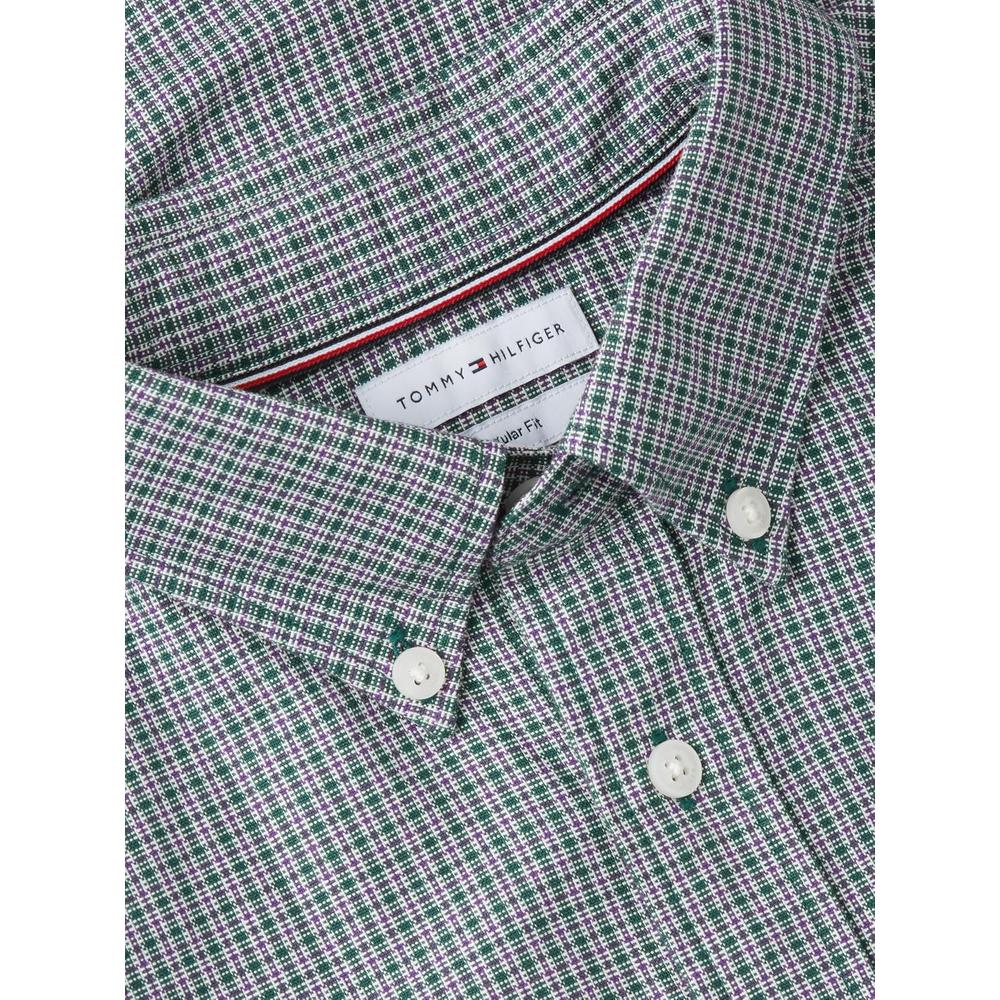 CAMISA PARA HOMBRE TOMMY HILFIGER OXFORD REGULAR FIT MANGA LARGA VERDE ORNAMENTAL CUADROS LAVADO - 5