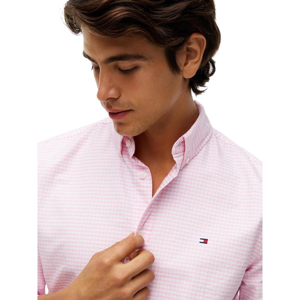 CAMISA PARA HOMBRE TOMMY HILFIGER OXFORD REGULAR FIT MANGA LARGA ROSA CLASICO CUADROS - 2