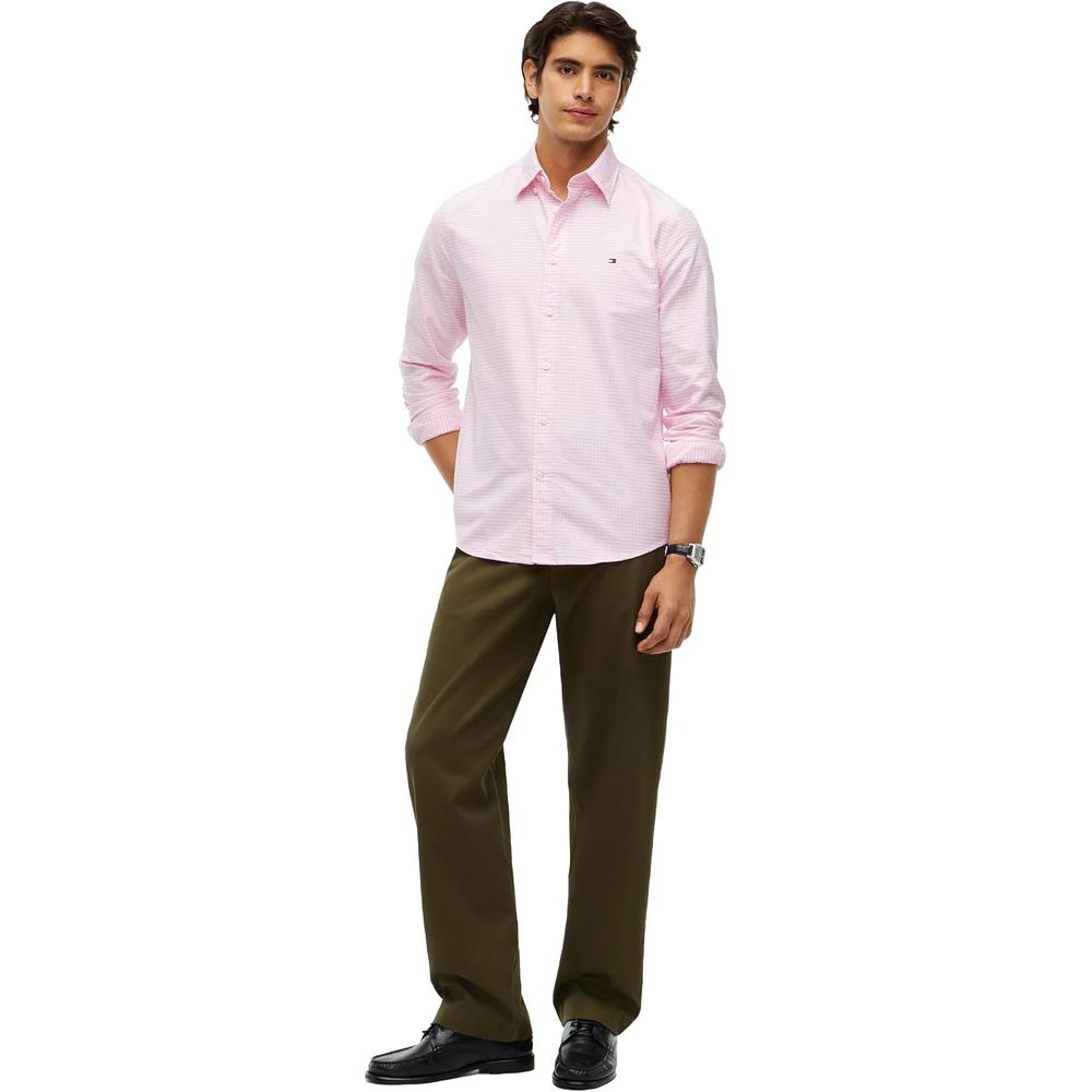 CAMISA PARA HOMBRE TOMMY HILFIGER OXFORD REGULAR FIT MANGA LARGA ROSA CLASICO CUADROS - 3