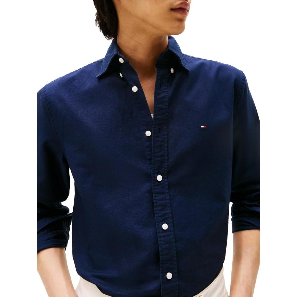 CAMISA PARA HOMBRE TOMMY HILFIGER OXFORD REGULAR FIT MANGA LARGA AZUL MARINO PREPPY AZUL CIELO LISO - 2