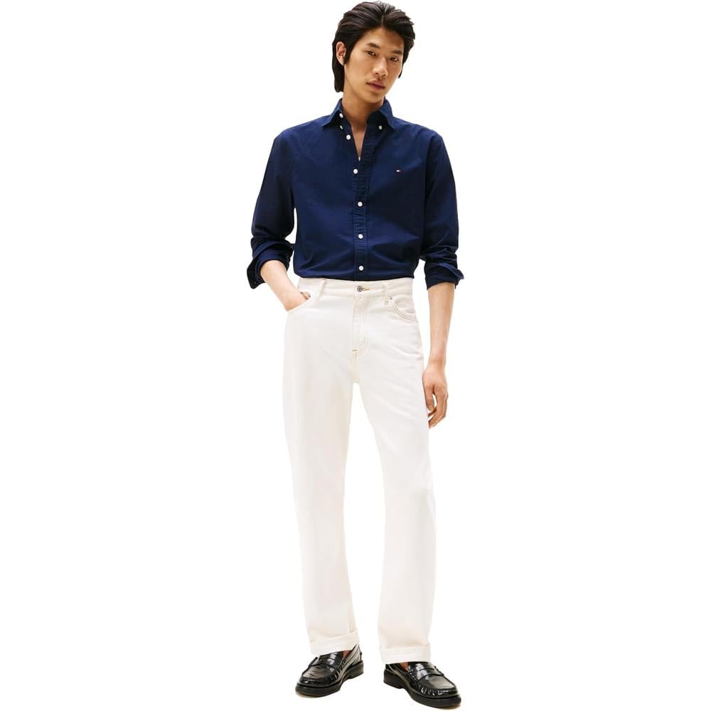CAMISA PARA HOMBRE TOMMY HILFIGER OXFORD REGULAR FIT MANGA LARGA AZUL MARINO PREPPY AZUL CIELO LISO - 3