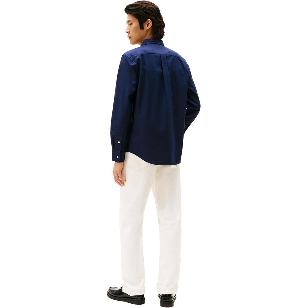 CAMISA PARA HOMBRE TOMMY HILFIGER OXFORD REGULAR FIT MANGA LARGA AZUL MARINO PREPPY AZUL CIELO LISO - 4