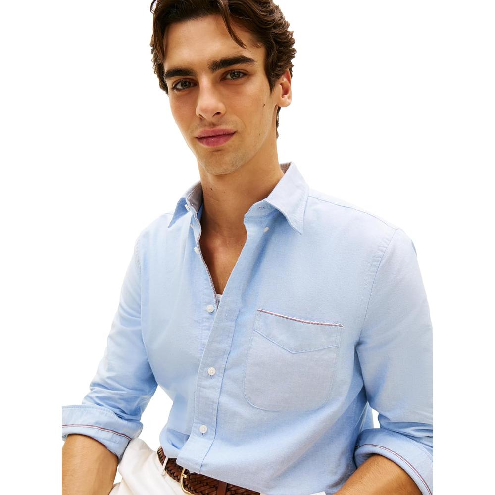 CAMISA PARA HOMBRE TOMMY HILFIGER OXFORD REGULAR FIT MANGA LARGA AZUL CAMISA ROJO BLANCO - 2