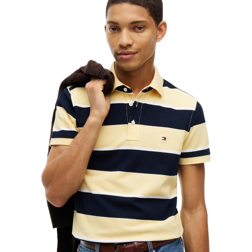 POLO PARA HOMBRE TOMMY HILFIGER 1985 SLIM FIT MANGA CORTA AMARILLO CLARO AZUL MARINO - 2
