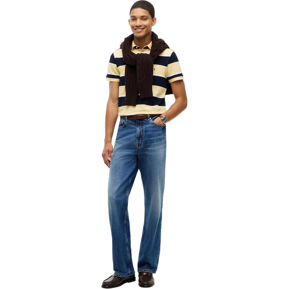 POLO PARA HOMBRE TOMMY HILFIGER 1985 SLIM FIT MANGA CORTA AMARILLO CLARO AZUL MARINO - 3