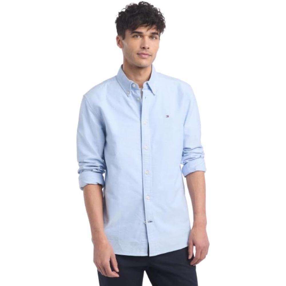 CAMISA PARA HOMBRE TOMMY HILFIGER OXFORD MANGA LARGA AZUL CLARO - 1