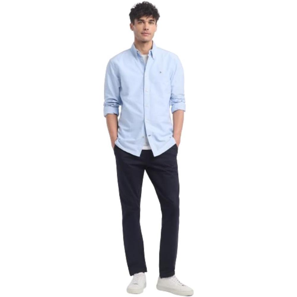 CAMISA PARA HOMBRE TOMMY HILFIGER OXFORD MANGA LARGA AZUL CLARO - 4