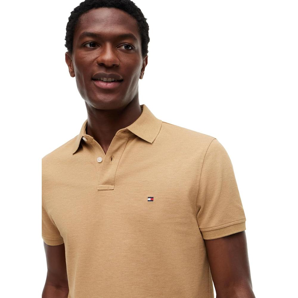 POLO PARA HOMBRE TOMMY HILFIGER 1985 REGULAR FIT MANGA CORTA BEIGE SAHARA JASPEADO - 4