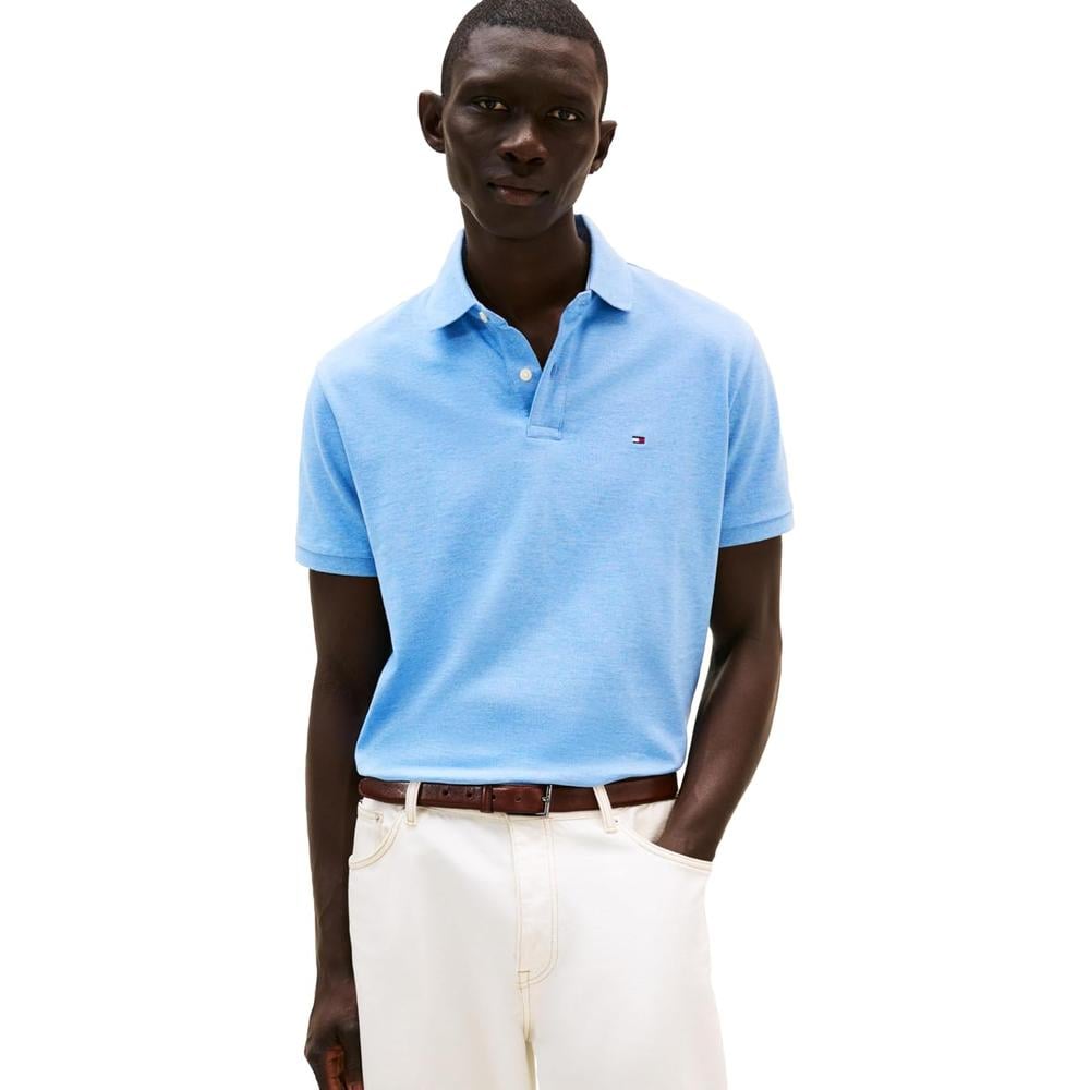 POLO PARA HOMBRE TOMMY HILFIGER REGULAR FIT MANGA CORTA AZUL CLARO JASPEADO - 1