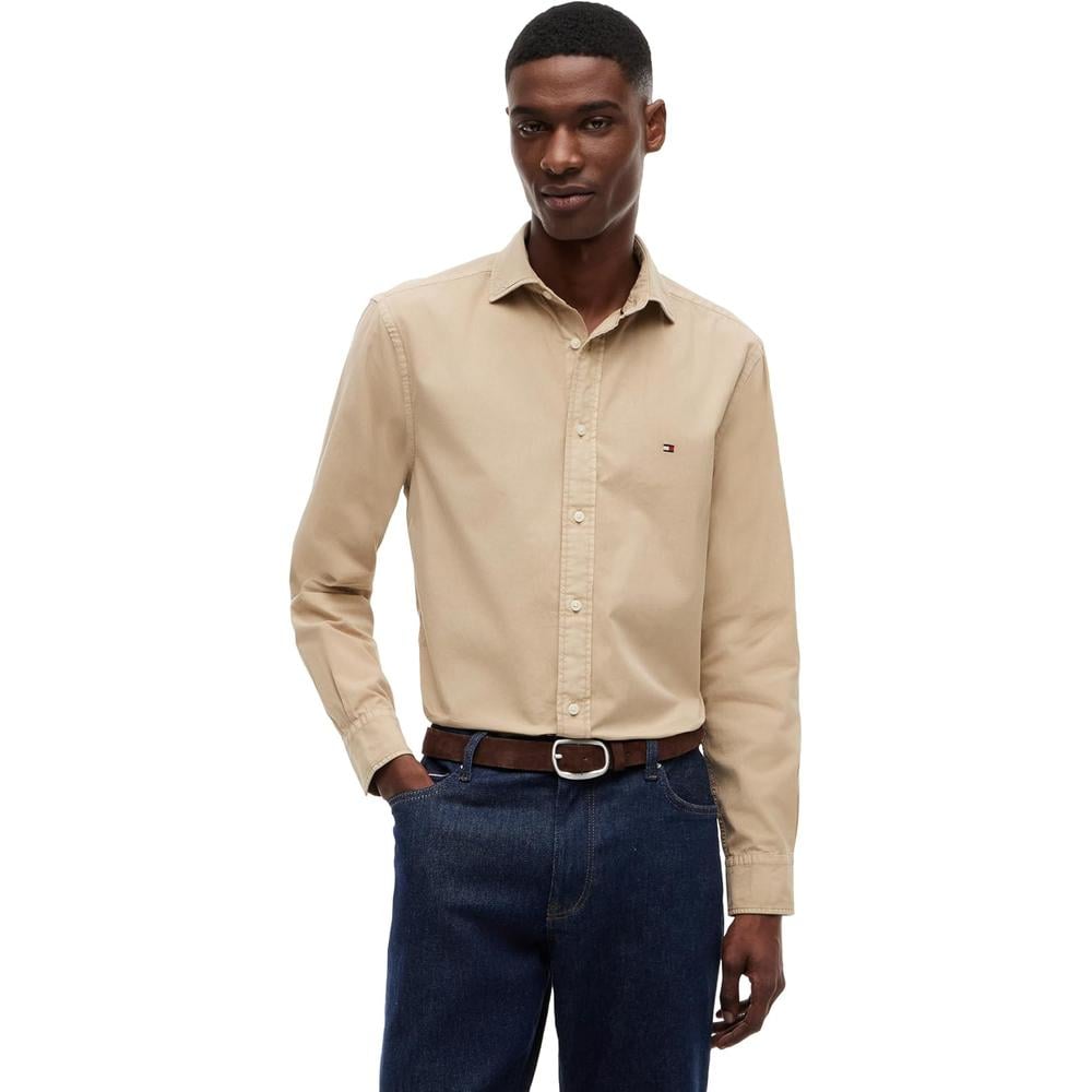 CAMISA PARA HOMBRE TOMMY HILFIGER REGULAR FIT MANGA LARGA MADERA DE SÁNDALO - 1