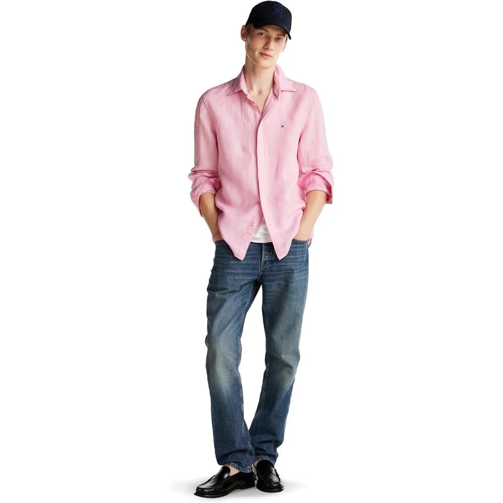 CAMISA PARA HOMBRE TOMMY HILFIGER REGULAR FIT MANGA LARGA ROSA CLÁSICO - 3