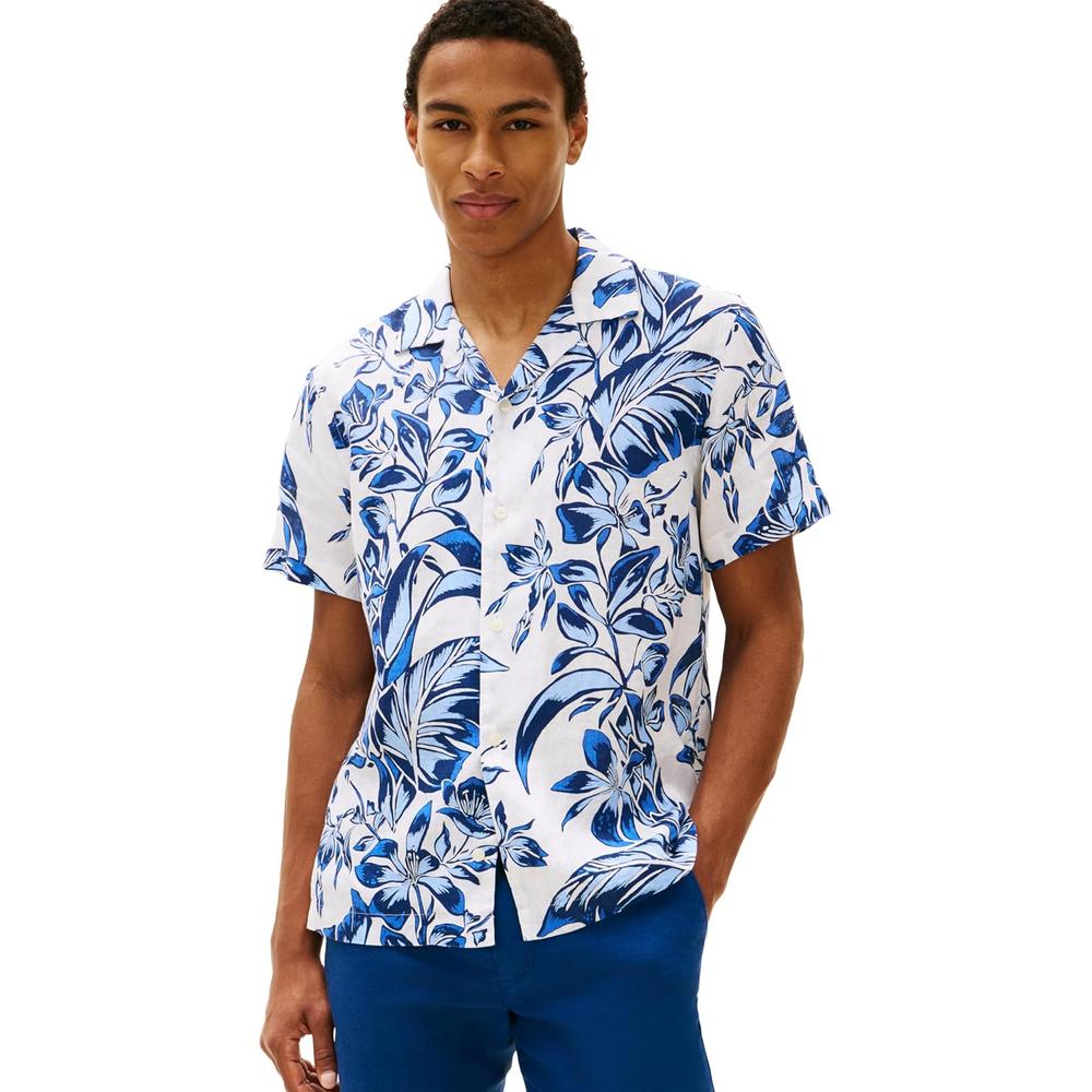 CAMISA PARA HOMBRE TOMMY HILFIGER MANGA CORTA LINO REGULAR FIT MULTICOLOR - 1