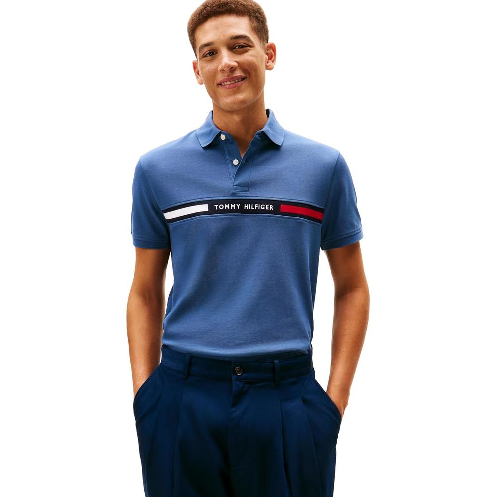POLO PARA HOMBRE TOMMY HILFIGER REGULAR FIT MANGA CORTA AZUL MAR EGEO - 1