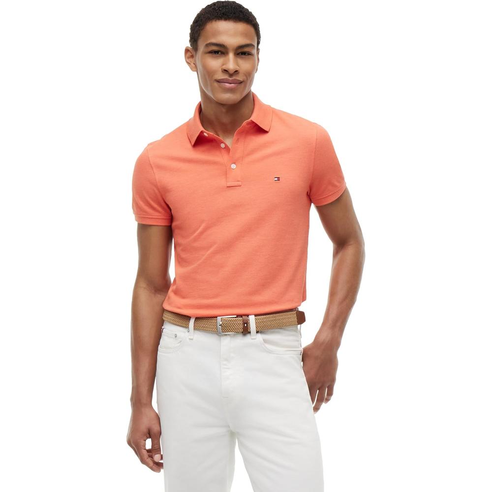 POLO PARA HOMBRE TOMMY HILFIGER 1985 SLIM FIT MANGA CORTA NARANJA BRILLANTE JASPEADO - 1