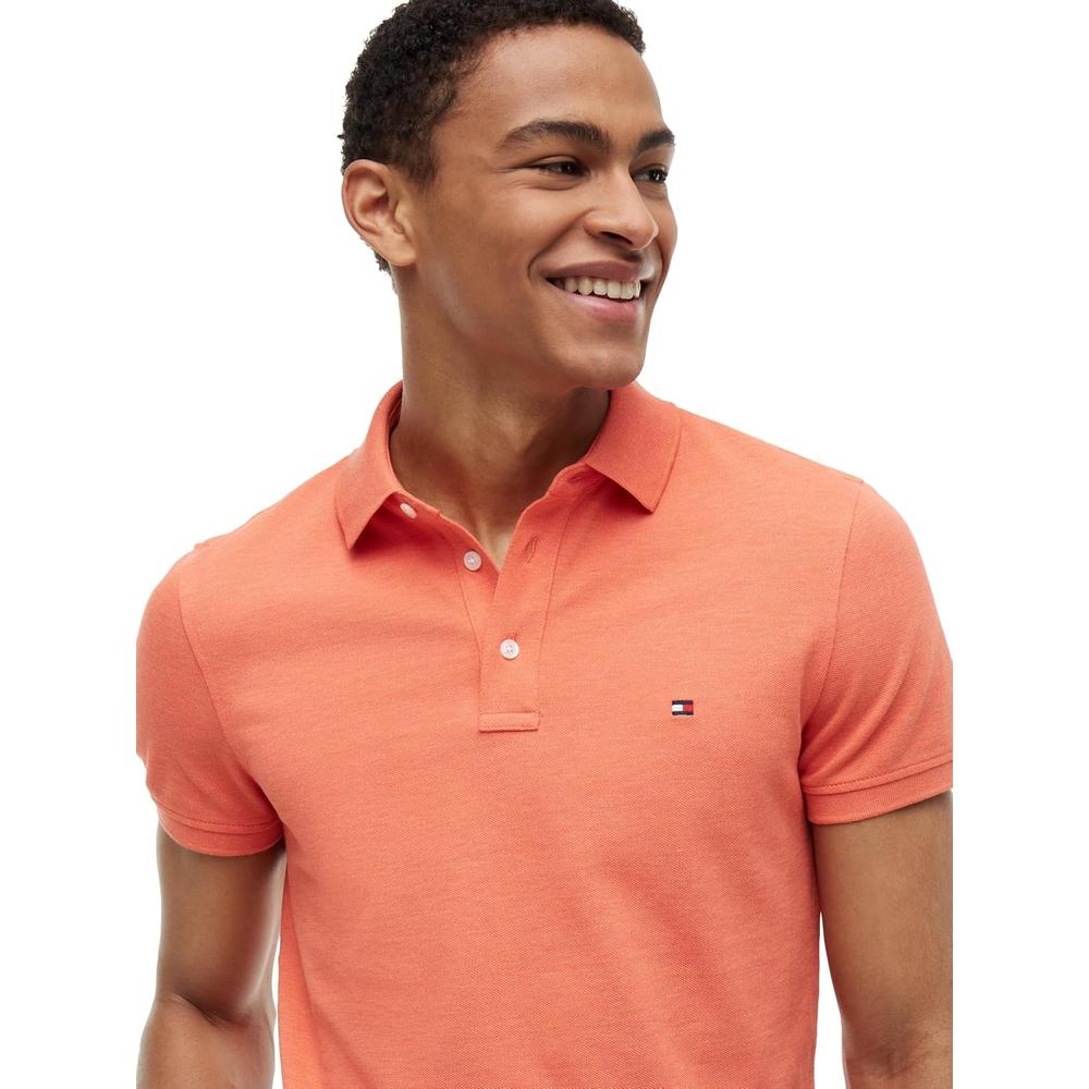 POLO PARA HOMBRE TOMMY HILFIGER 1985 SLIM FIT MANGA CORTA NARANJA BRILLANTE JASPEADO - 2