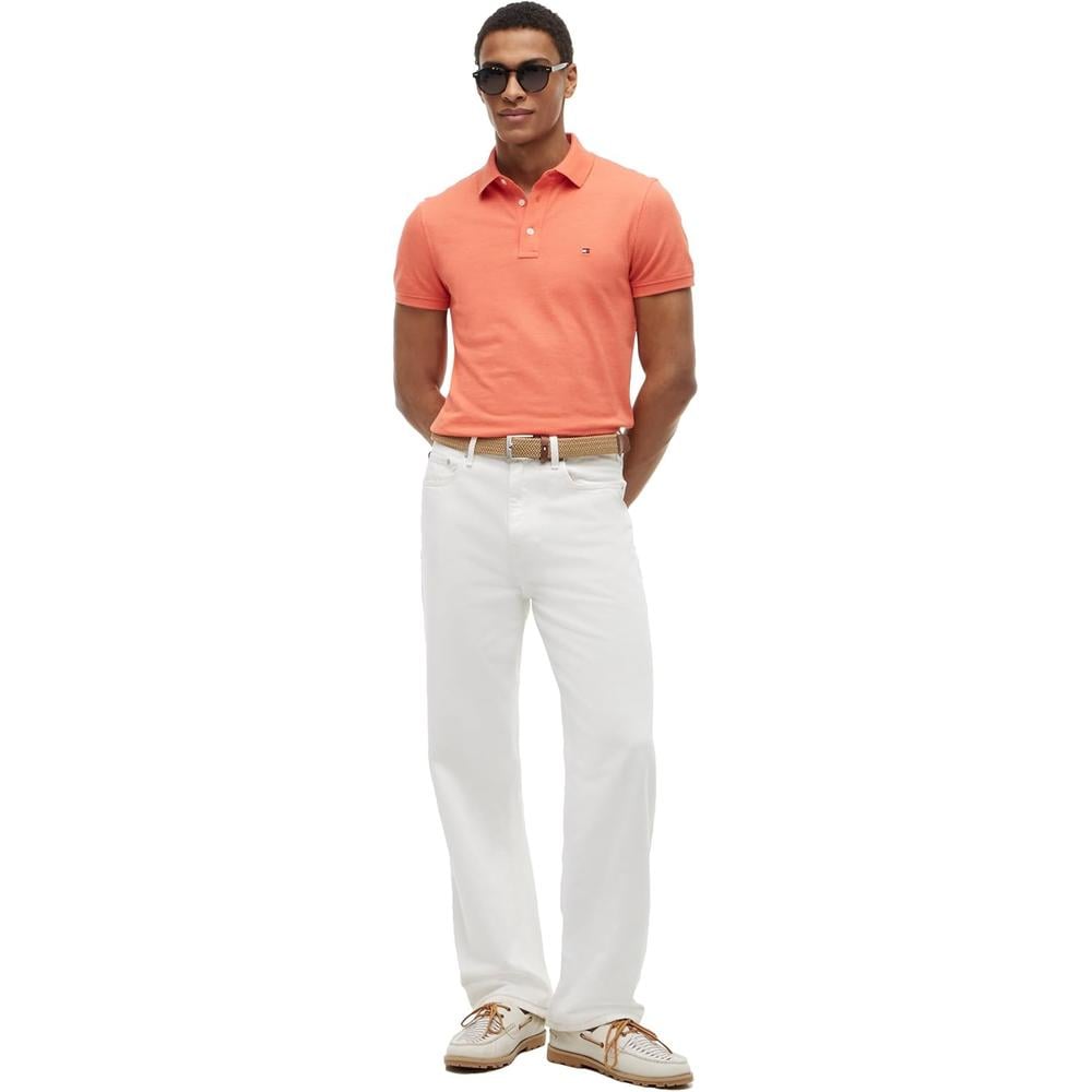 POLO PARA HOMBRE TOMMY HILFIGER 1985 SLIM FIT MANGA CORTA NARANJA BRILLANTE JASPEADO - 3