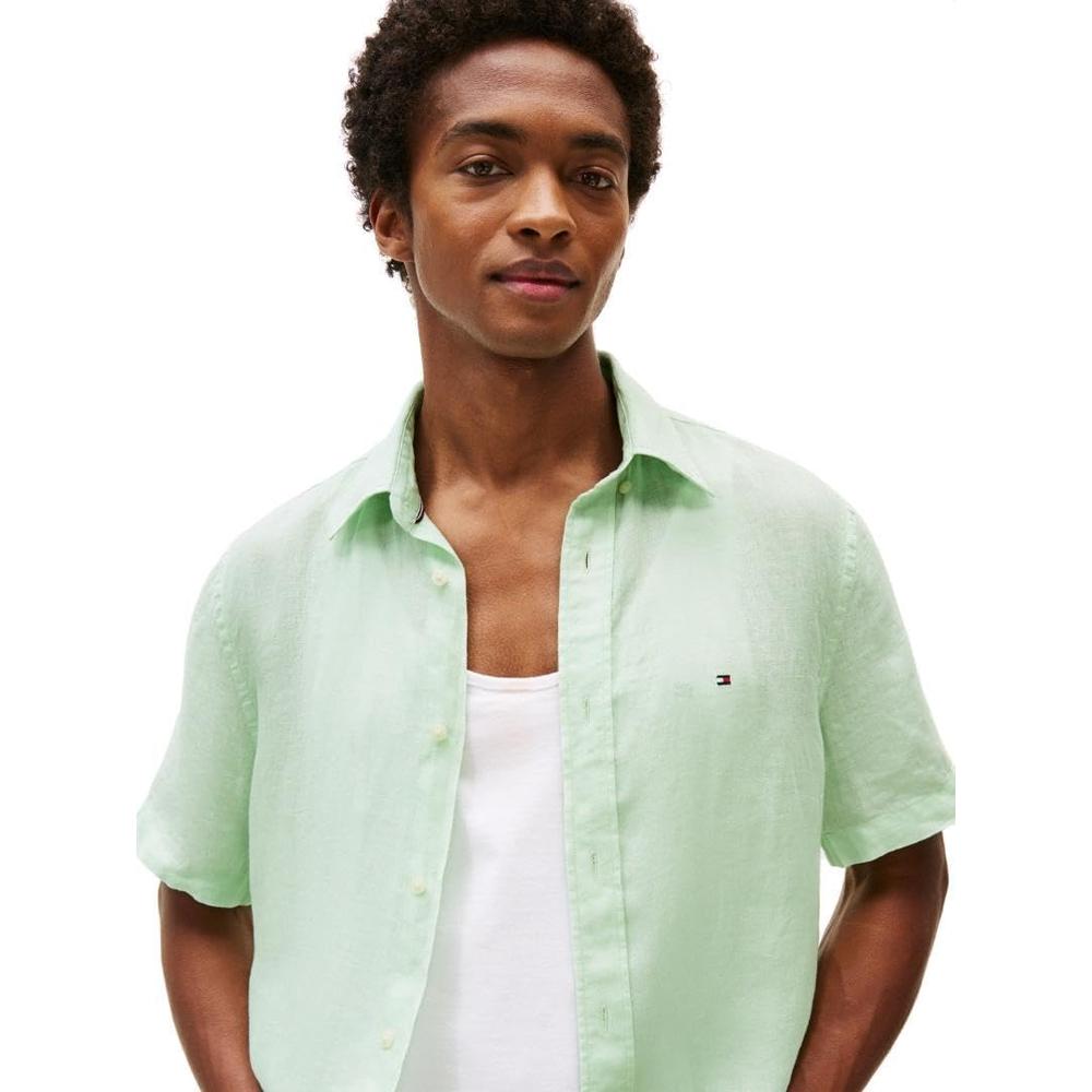 CAMISA PARA HOMBRE TOMMY HILFIGER MANGA CORTA LINO REGULAR FIT VERDE ÓPALO - 2
