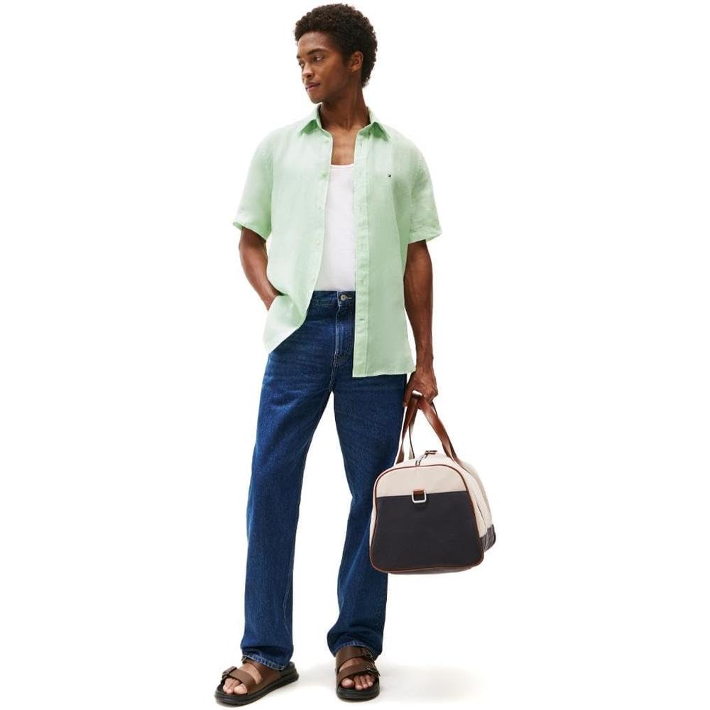 CAMISA PARA HOMBRE TOMMY HILFIGER MANGA CORTA LINO REGULAR FIT VERDE ÓPALO - 3