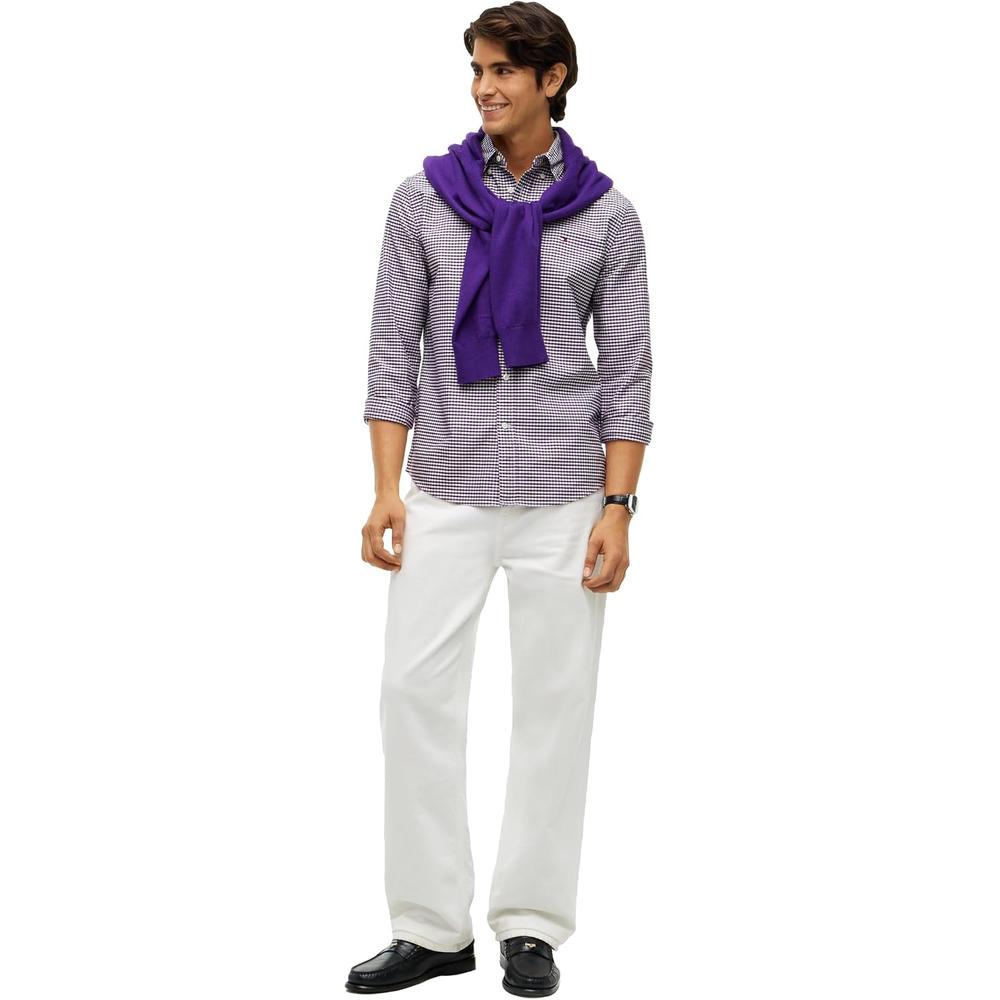 CAMISA PARA HOMBRE TOMMY HILFIGER OXFORD REGULAR FIT MANGA LARGA PURPURA ZAFIRO CUADROS - 3