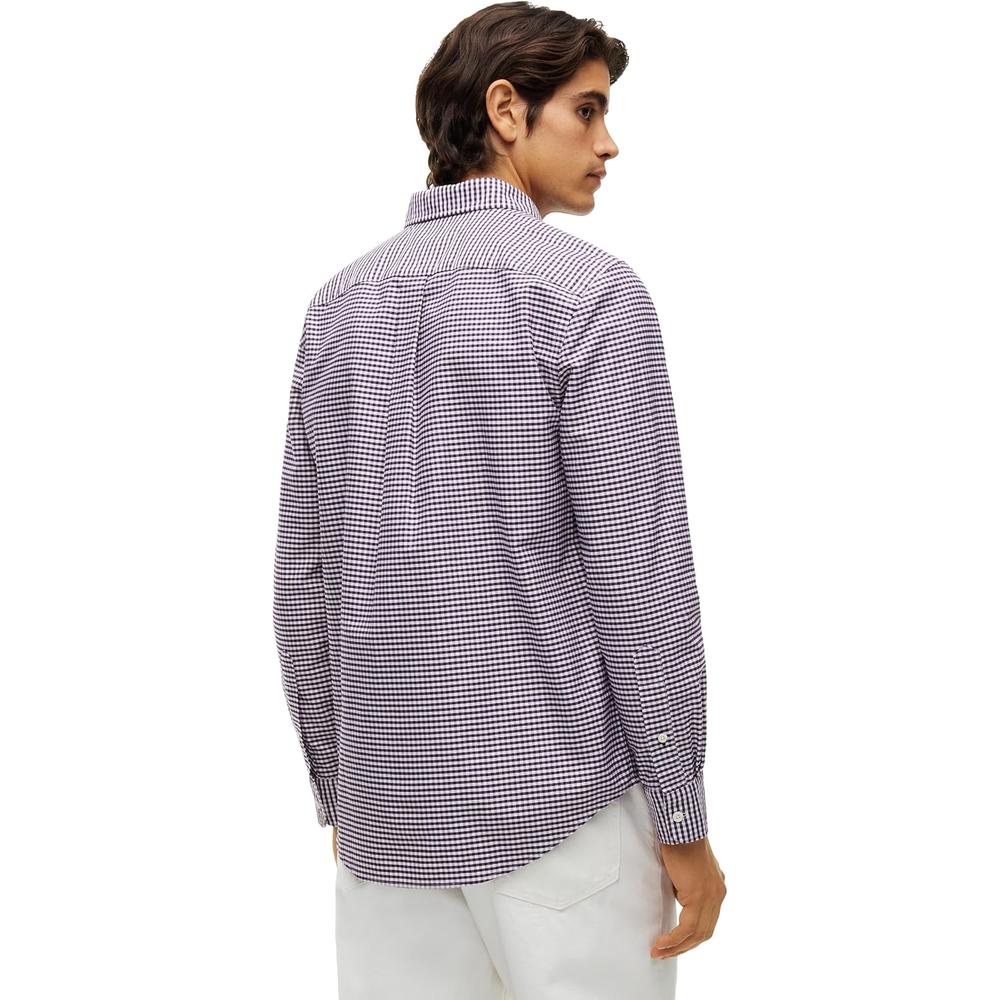CAMISA PARA HOMBRE TOMMY HILFIGER OXFORD REGULAR FIT MANGA LARGA PURPURA ZAFIRO CUADROS - 4
