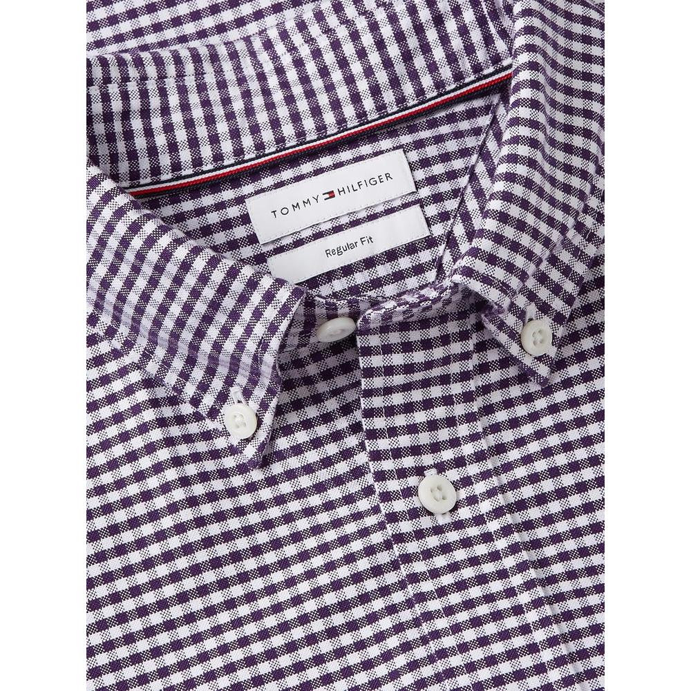 CAMISA PARA HOMBRE TOMMY HILFIGER OXFORD REGULAR FIT MANGA LARGA PURPURA ZAFIRO CUADROS - 5