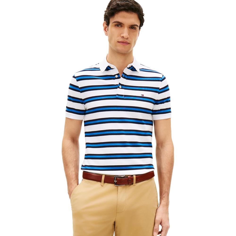 POLO PARA HOMBRE TOMMY HILFIGER 1985 SLIM FIT MANGA CORTA BLANCO AZUL CIELO DESÉRTICO MULTICOLOR - 1