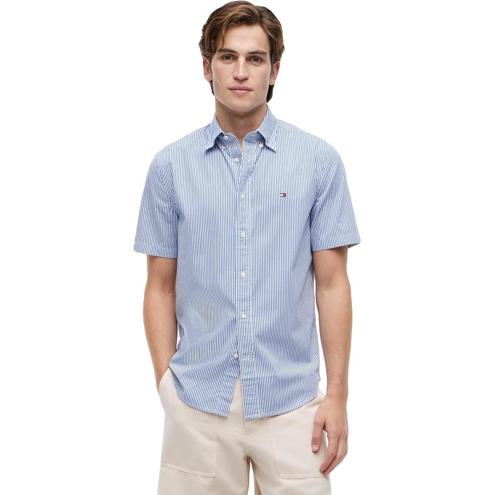 CAMISA PARA HOMBRE TOMMY HILFIGER REGULAR FIT MANGA CORTA AZUL REAL - 1