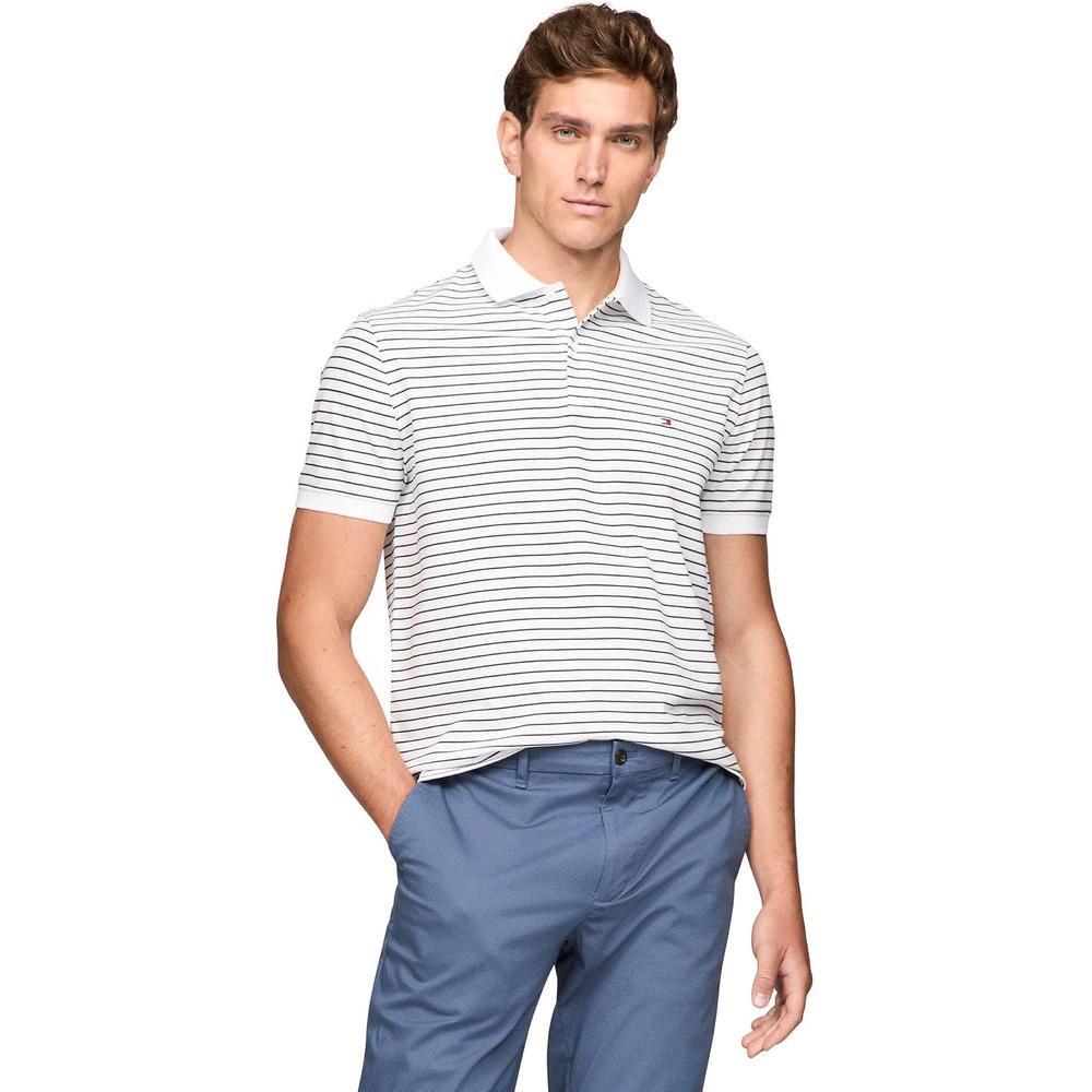 POLO PARA HOMBRE TOMMY HILFIGER REGULAR FIT MANGA CORTA BLANCO AZUL CIELO - 1