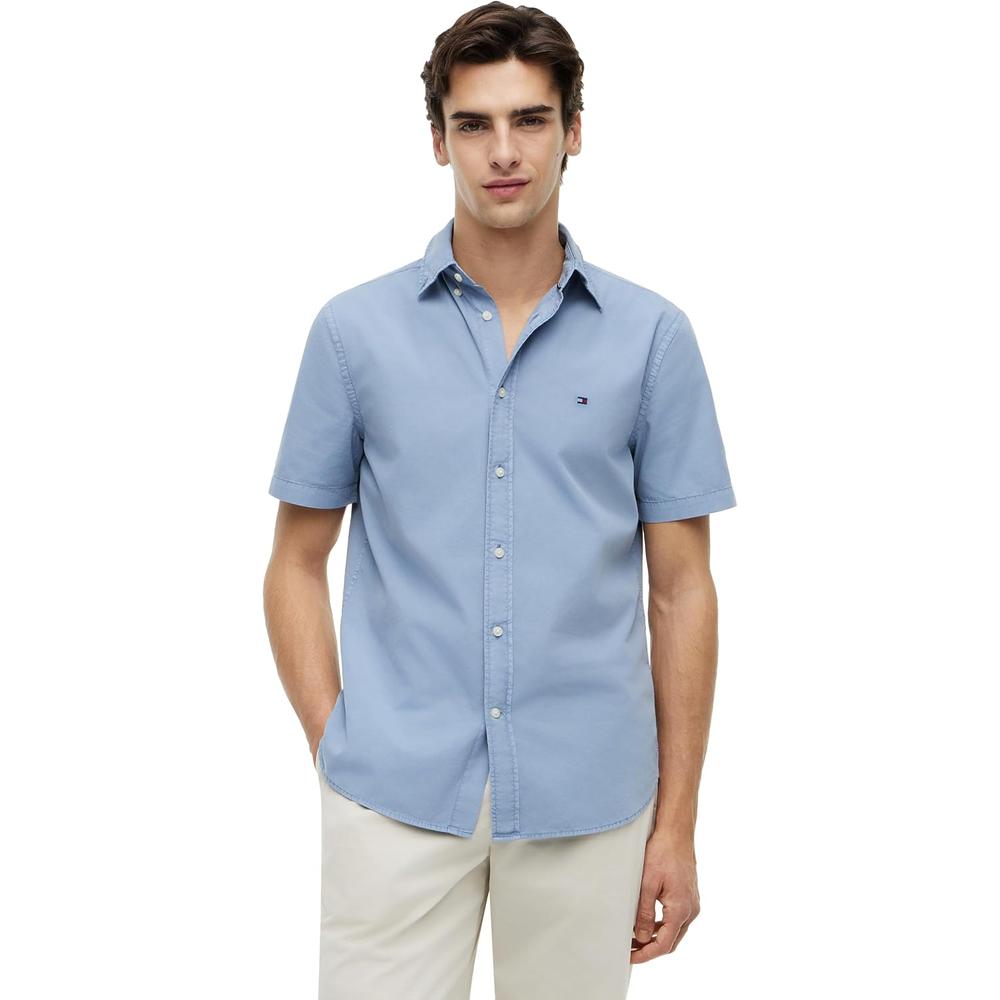 CAMISA PARA HOMBRE TOMMY HILFIGER REGULAR FIT MANGA CORTA AZUL VIVO - 1