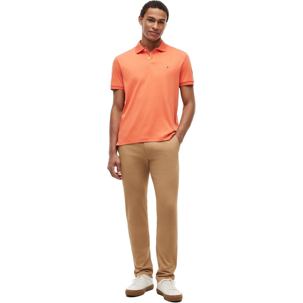 POLO PARA HOMBRE TOMMY HILFIGER REGULAR FIT MANGA CORTA NARANJA BRILLANTE JASPEADO - 3