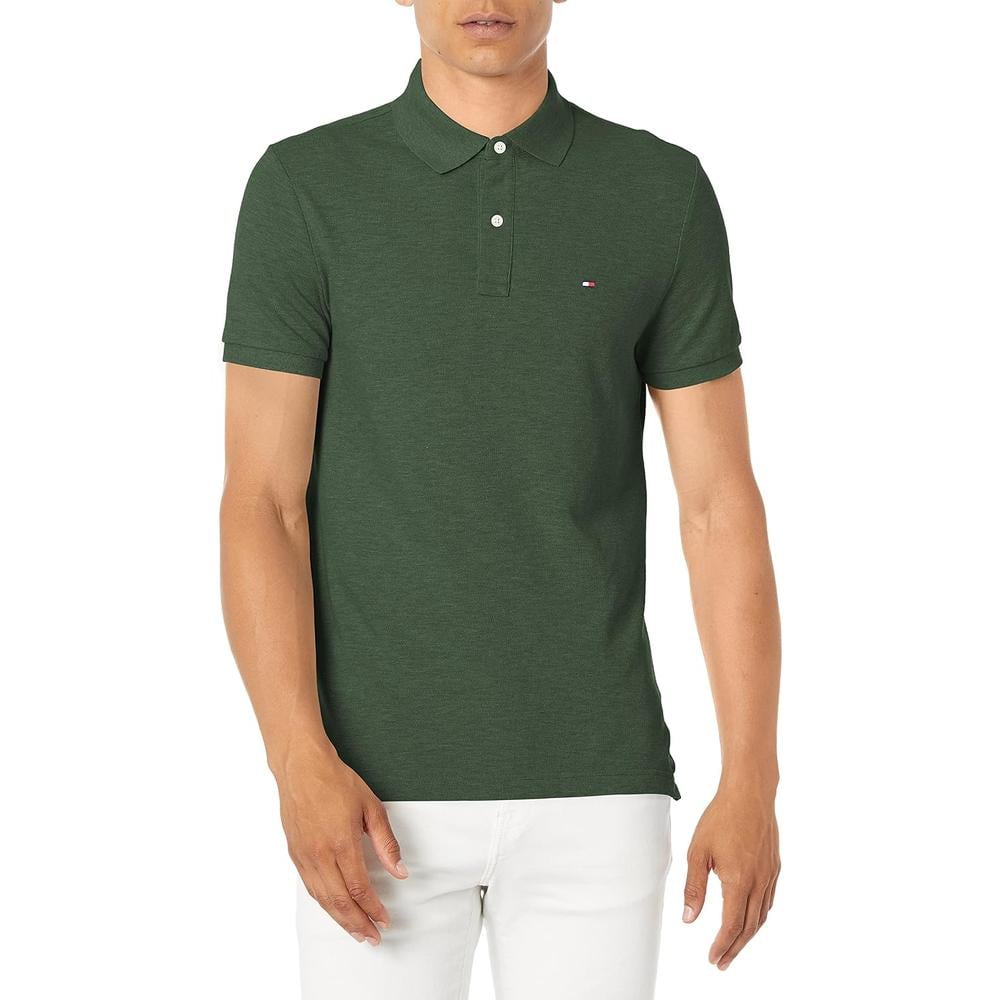 POLO PARA HOMBRE TOMMY HILFIGER REGULAR FIT MANGA CORTA VERDE JASPEADO - 1