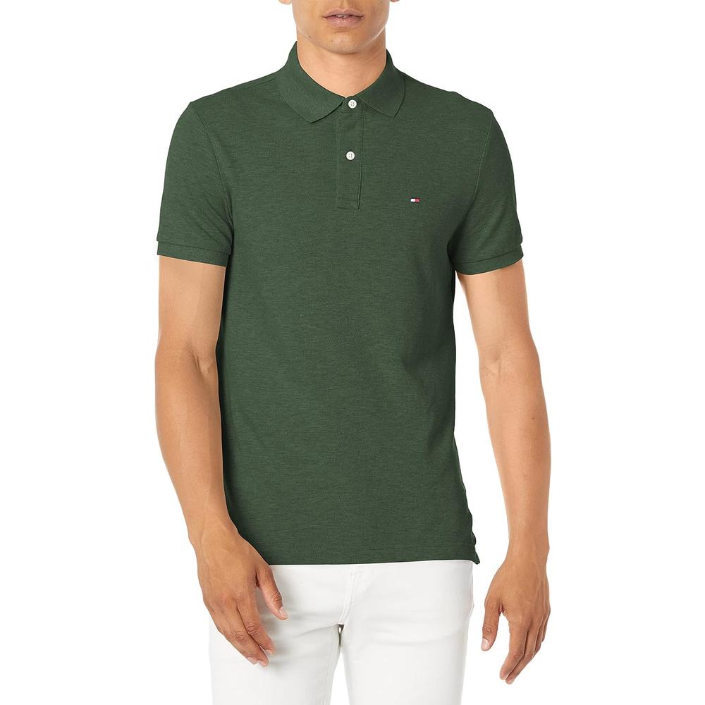POLO PARA HOMBRE TOMMY HILFIGER REGULAR FIT MANGA CORTA VERDE JASPEADO - 1