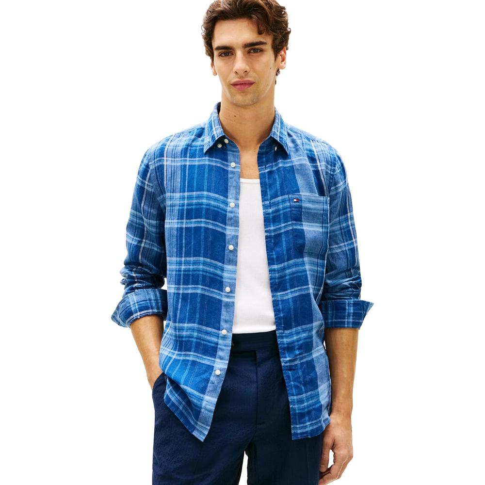 CAMISA PARA HOMBRE TOMMY HILFIGER REGULAR FIT MANGA LARGA AZUL FRESCO - 1