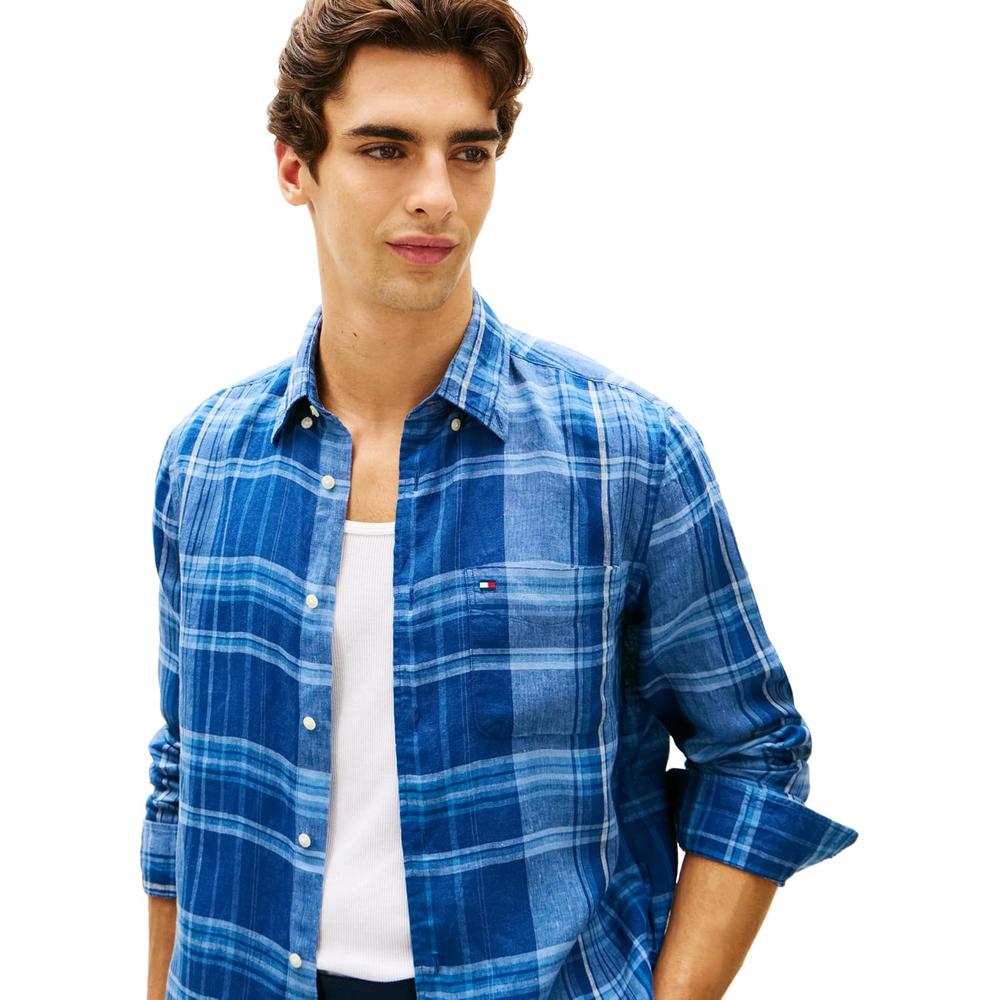 CAMISA PARA HOMBRE TOMMY HILFIGER REGULAR FIT MANGA LARGA AZUL FRESCO - 2