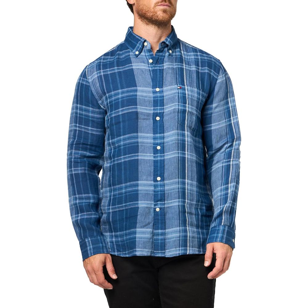 CAMISA PARA HOMBRE TOMMY HILFIGER REGULAR FIT MANGA LARGA AZUL FRESCO - 3