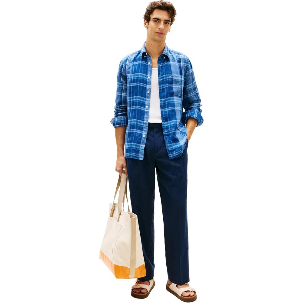 CAMISA PARA HOMBRE TOMMY HILFIGER REGULAR FIT MANGA LARGA AZUL FRESCO - 4