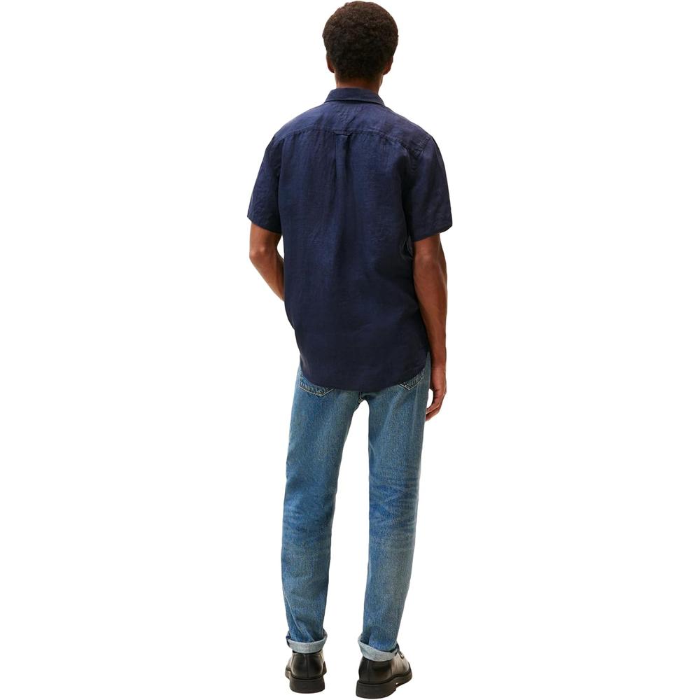 CAMISA PARA HOMBRE TOMMY HILFIGER MANGA CORTA LINO REGULAR FIT AZUL CIELO DESIERTO - 2