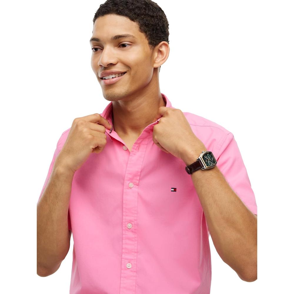 CAMISA PARA HOMBRE TOMMY HILFIGER REGULAR FIT MANGA CORTA ROSA RUBOR - 2