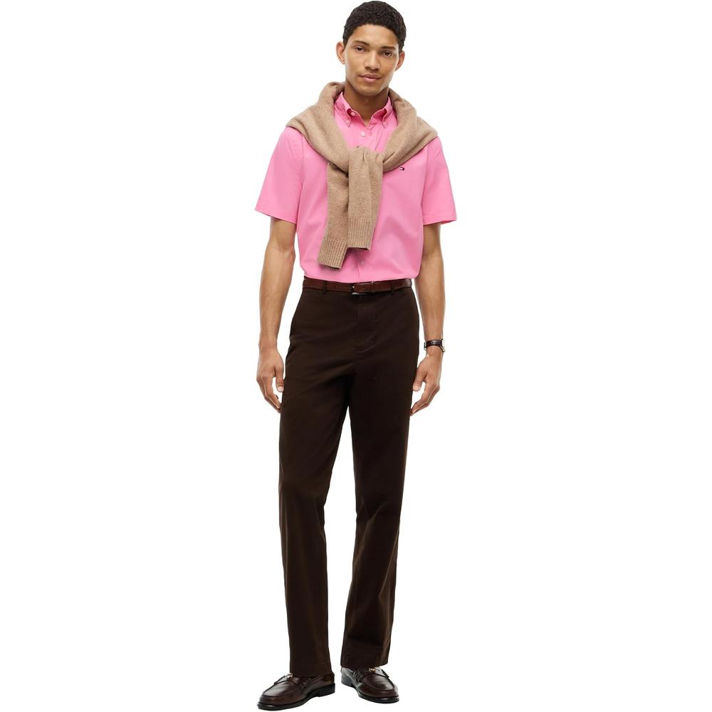 CAMISA PARA HOMBRE TOMMY HILFIGER REGULAR FIT MANGA CORTA ROSA RUBOR - 3
