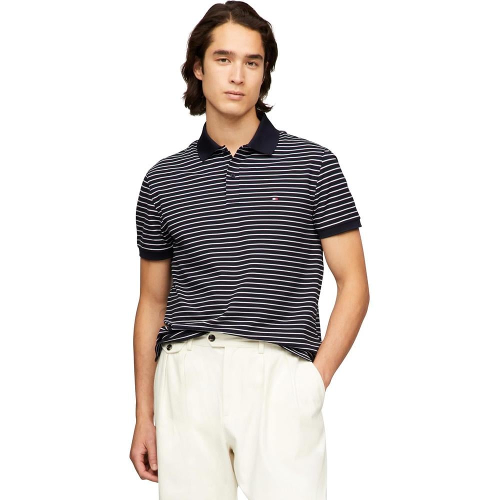 POLO PARA HOMBRE TOMMY HILFIGER REGULAR FIT MANGA CORTA AZUL CIELO BLANCO - 1